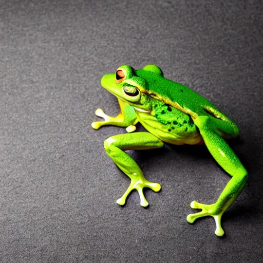 Prompt: A frog doing a bench press, studio photography