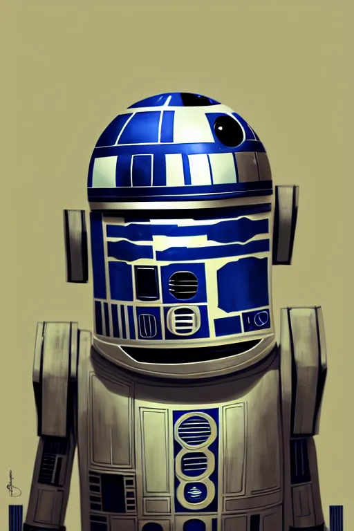 Prompt: a portrait of a random man as r 2 d 2 droid, humanization, humanized, grim - lighting, high - contrast, intricate, elegant, highly detailed, digital painting, artstation, concept art, smooth, sharp focus, illustration