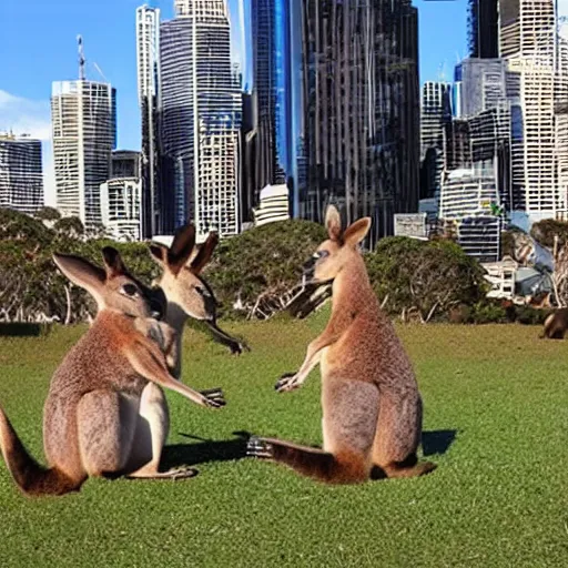 Image similar to sydney invaded by kangaroos in the future