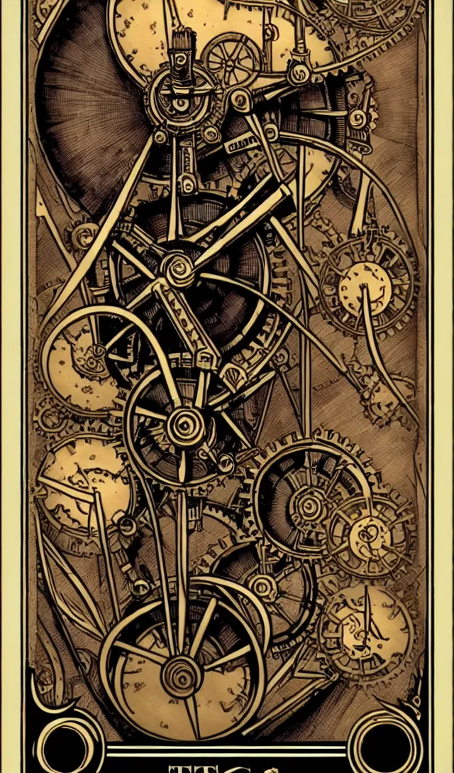 Image similar to tarot card of steampunk machine