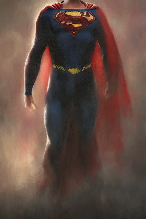 Prompt: Portrait of Nicolas Cage as superman, DC, dark fantasy, intricate, smooth, artstation, painted by Wayne Barlowe, Greg Rutkowski, Zdislav Beksinski