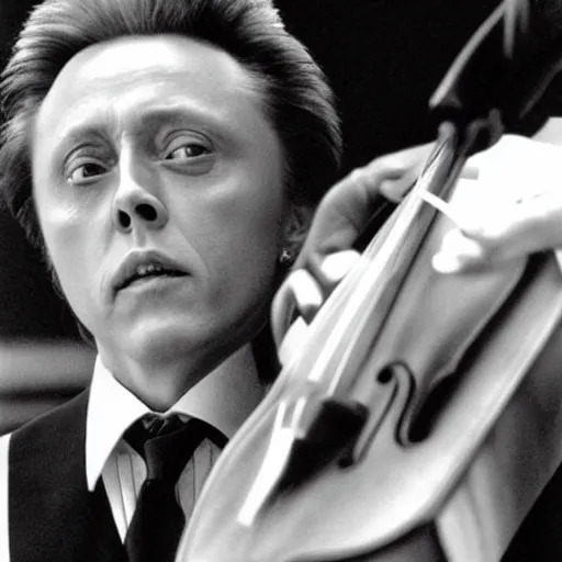 Prompt: Christopher Walken with a violin coming out of his ear