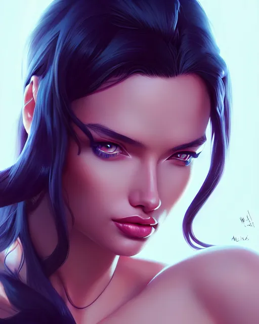 Image similar to portrait of a beautiful adriana lima, art by lois van baarle and ross tran and sam yang and ilya kuvshinov and guweiz, digital art, high detail, sharp focus, unreal engine 5, trending on artstation, deviantart, pinterest, victorias secret, 4 k uhd image