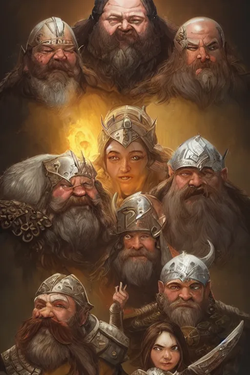 Image similar to dwarven clan, highly detailed, d & d, fantasy, portrait, highly detailed, headshot, digital painting, trending on artstation, concept art, sharp focus, illustration, art by artgerm and greg rutkowski and magali villeneuve