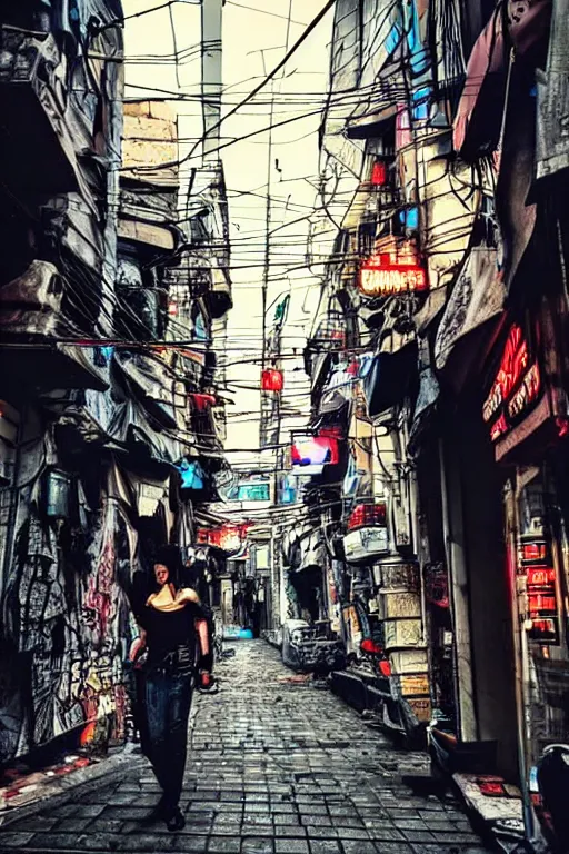 Image similar to cyberpunk style art of istanbul