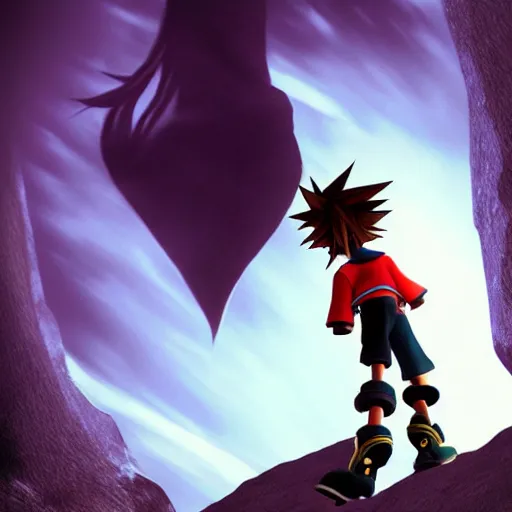 Prompt: a realistic photo of sora, from kingdom hearts, by ansel adams, epic lighting