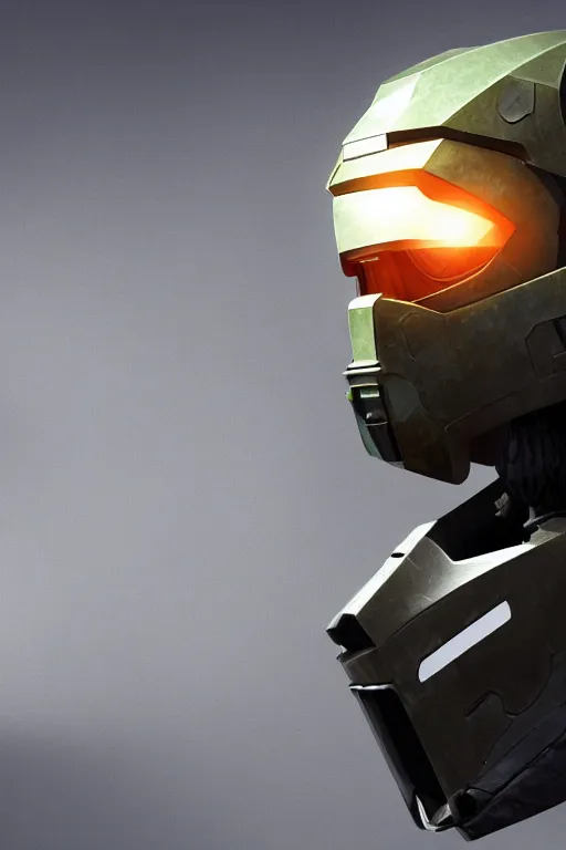 Image similar to robot ninja mask helmet halo master chief radiating a glowing aura global illumination ray tracing hdr fanart arstation by ian pesty and katarzyna da „ bek - chmiel