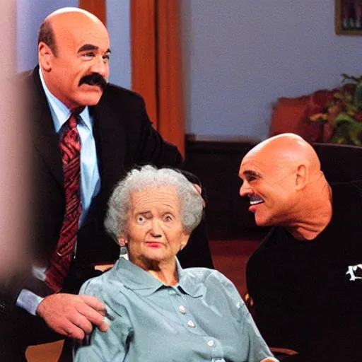 Image similar to Dr. Phil getting wwf wrestling an old lady