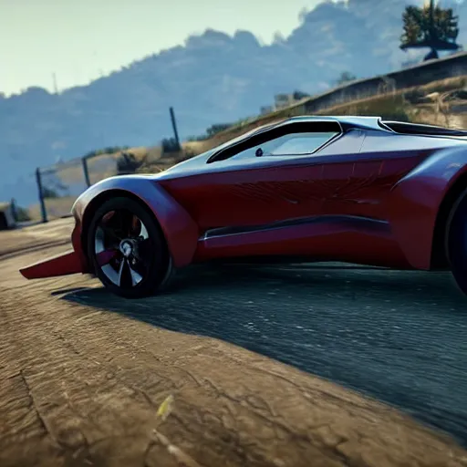 Image similar to futuristic sleek sports car in red dead redemption 2