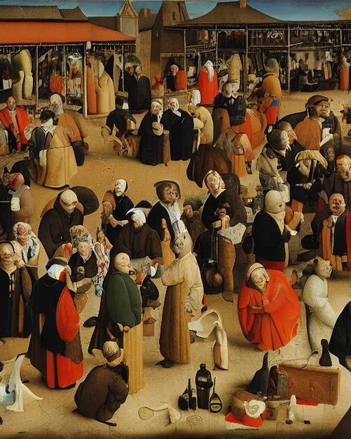 Prompt: a detail from crowded marketplace by pieter breugel the elder - w 8 0 0