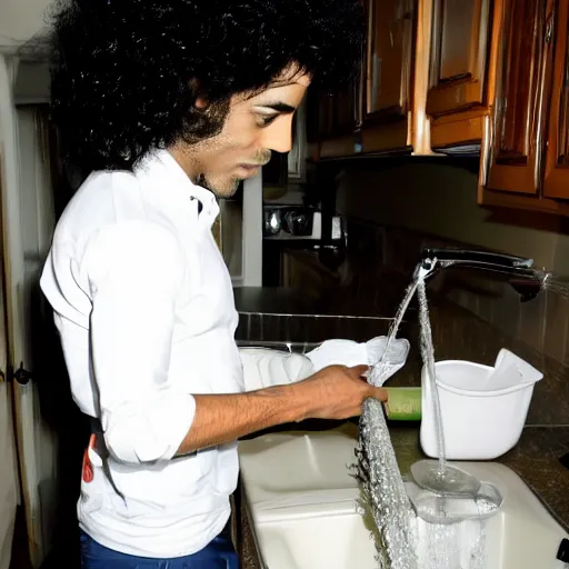 Image similar to photo of prince doing the dishes, very detailed