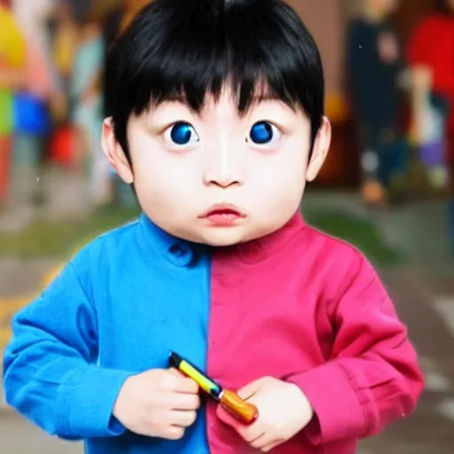 Prompt: crayon shinchan photograph in real life