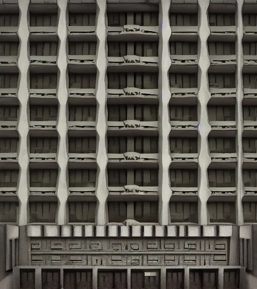 Prompt: occult brutalist building by wes anderson, digital art