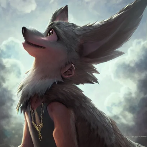 Prompt: photo realistic image of sora from kingdom hearts as an anthropomorphic wolf, stunning 3 d render inspired art by istvan sandorfi and greg rutkowski, perfect facial symmetry, realistic, highly detailed attributes and atmosphere, dim volumetric cinematic lighting,