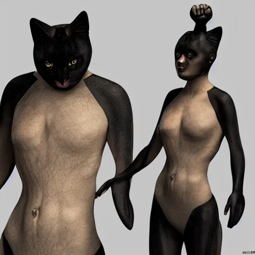 Image similar to human cat hybrid, 3 d render, male