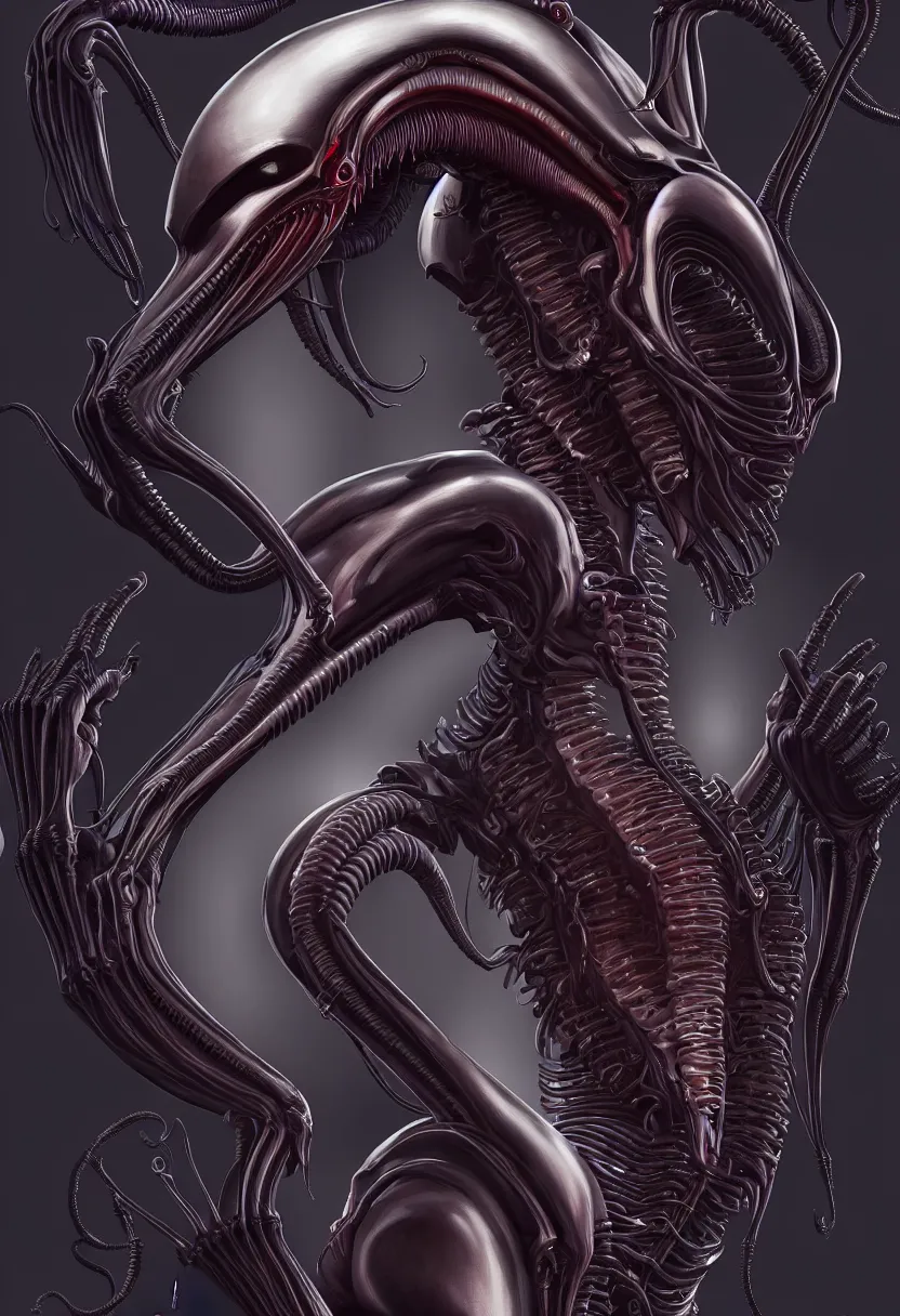 Image similar to beautiful symmetrical xenomorph young woman, aesthetic art, 8 k, high details, digital painting, concept art, matte painting, by bouguereaum, mimmo rottela, paul robertson