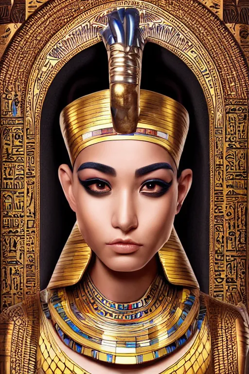 Prompt: a highly detailed beautiful portrait of a egyptian god with facial expression / emotion : happy in the style of artgerm.