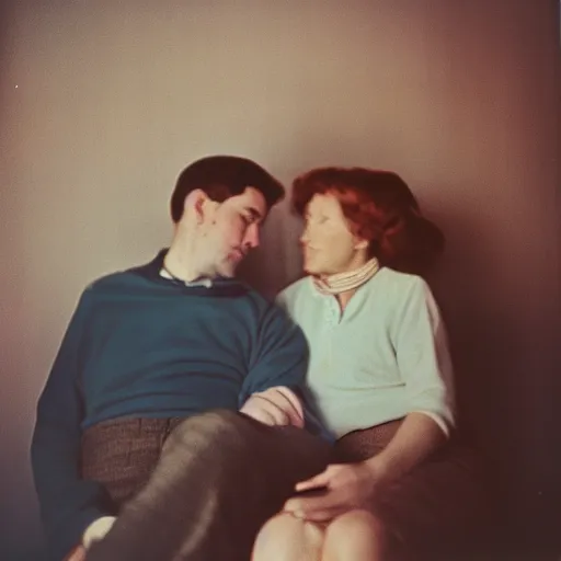 Image similar to Couple photographed by Andre Kertesz, kodak 5247 stock, color photograph