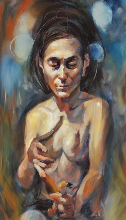 Image similar to portrait of a digital shaman, by emilia wilk