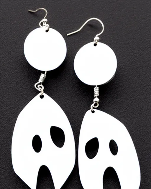 Image similar to cute funny ghost, 2 d lasercut earrings,