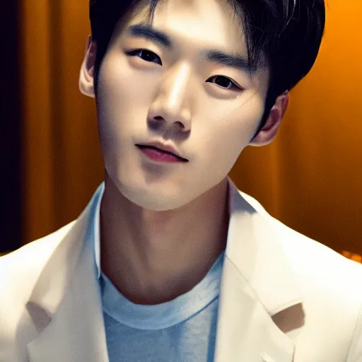 Prompt: portrait of a handsome Korean idol from a boyband