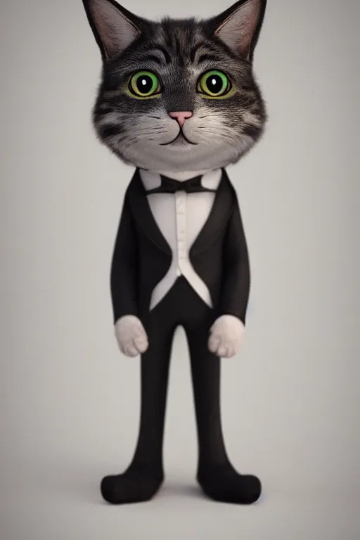 Image similar to a cat wearing a formal overcoat, portait photo, profile picture, hyperrealistic, concept art, octane render, unreal engine 5, digital art, high quality, highly detailed, 8K, cute, defined face, elegant clothes, trending on DeviantArt, Pixar style