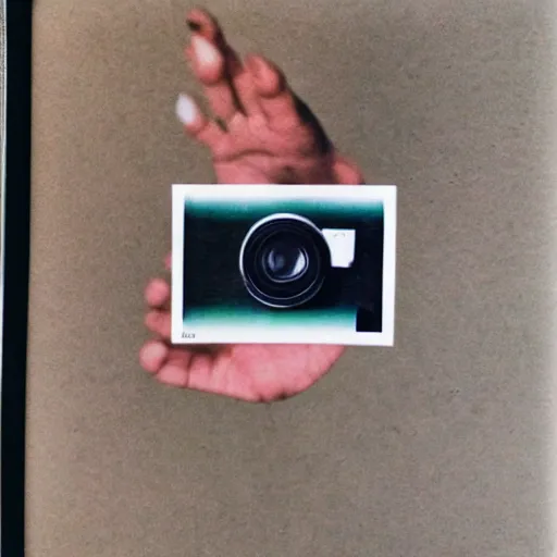 Prompt: a polaroid being stretched by two hands