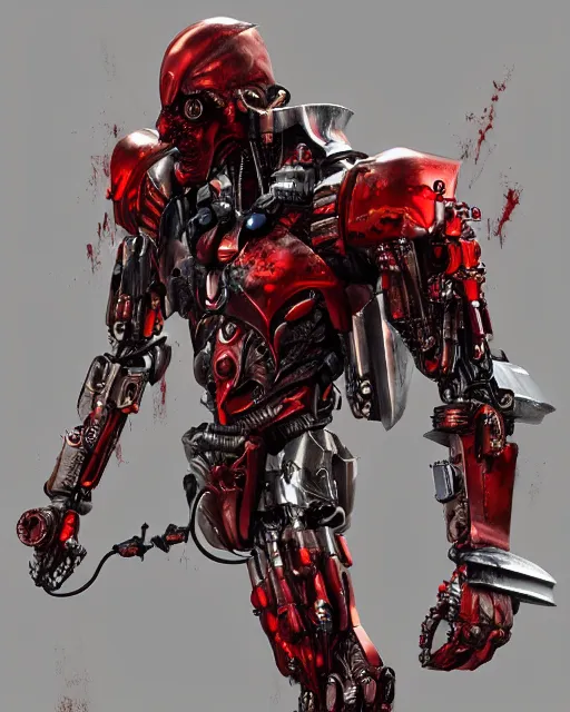 Image similar to bloody fleshmetal cyborg, trending on artstation