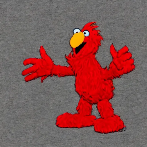 Image similar to elmo in a satanic metal band