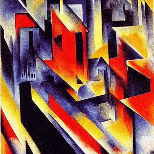 Prompt: modern city by franz marc