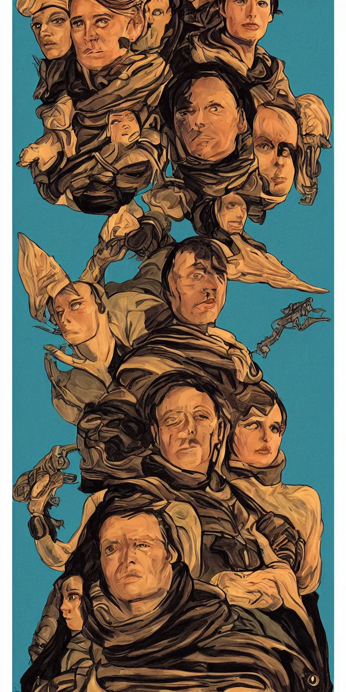 Image similar to propaganda poster dune sandworm arrakis fremen portrait