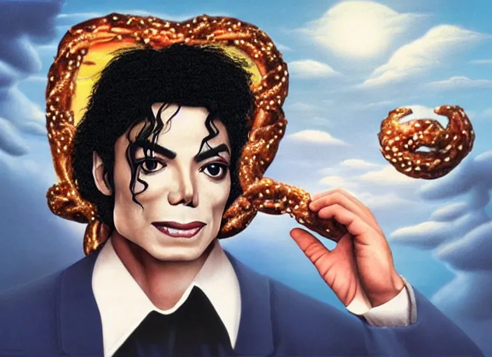 Prompt: michael jackson with pretzel hair, lowbrow, matte painting, 3 - d highly detailed, in the style of mark ryden,