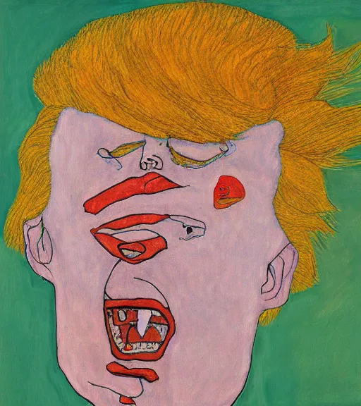 Image similar to painting of an angry donald trump by egon schiele