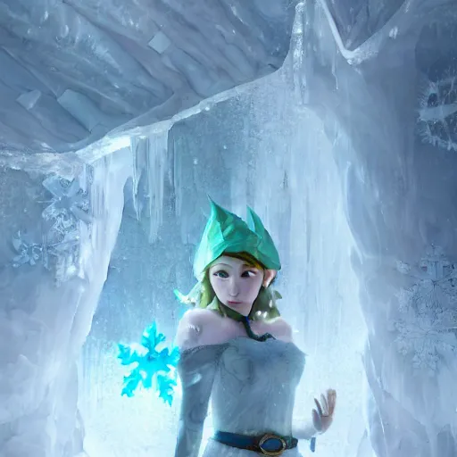 Image similar to a fantasy elf woman trapped and frozen trying to get out of a block of clear ice, with frozen flowers around her, treding artstation, greg rutkowski, cinema 4 d, cinematographic, greg rutkowski