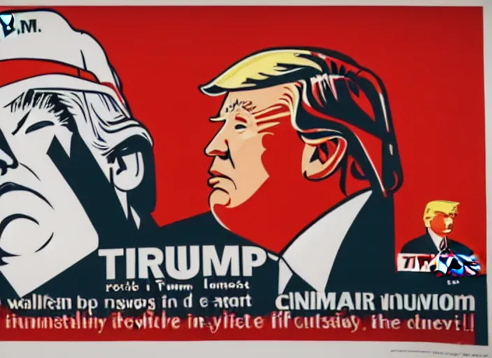 Image similar to donald trump in a communist propaganda poster promoting labour