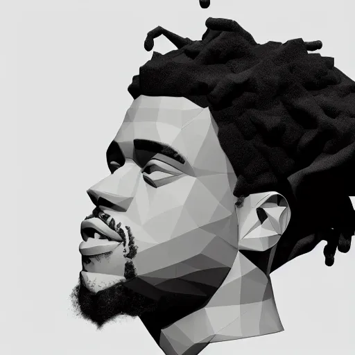 Image similar to 3 d low poly render of jcole, ultra hd, white background