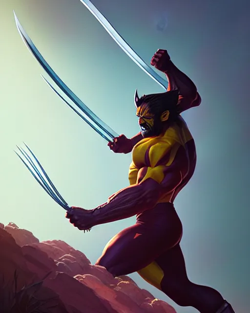 Image similar to highly detailed vfx portrait of wolverine in costume, xmen, stephen bliss, unrealengine, greg rutkowski, loish, rhads, beeple, makoto shinkai and lois van baarle, ilya kuvshinov, rossdraws, tom bagshaw,