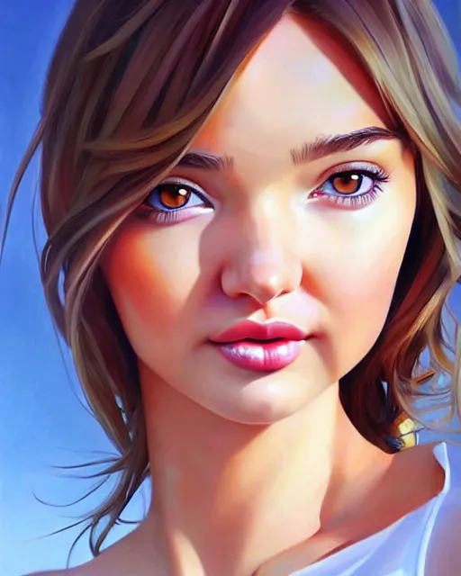 Image similar to portrait of Miranda Kerr as Anime girl cute-fine-face, full body! pretty face, realistic shaded Perfect face, fine details. Anime. realistic shaded lighting by Ilya Kuvshinov Giuseppe Dangelico Pino and Michael Garmash and Rob Rey