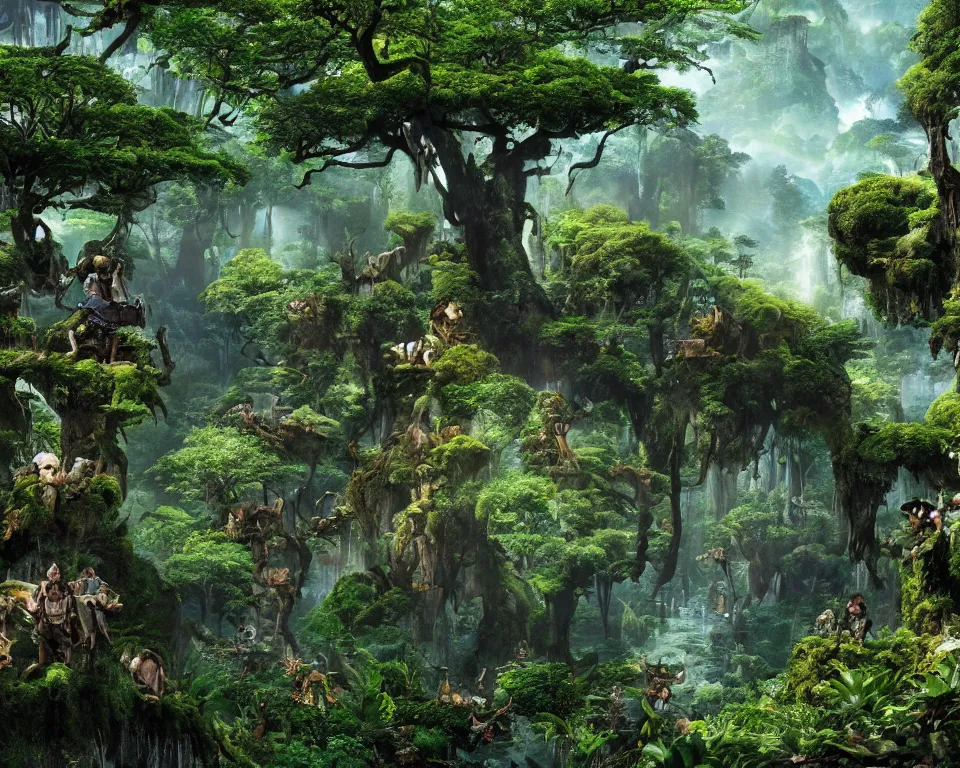 Prompt: the beastlands, avatar ( 2 0 0 9 ), lush landscape, jungle landscape