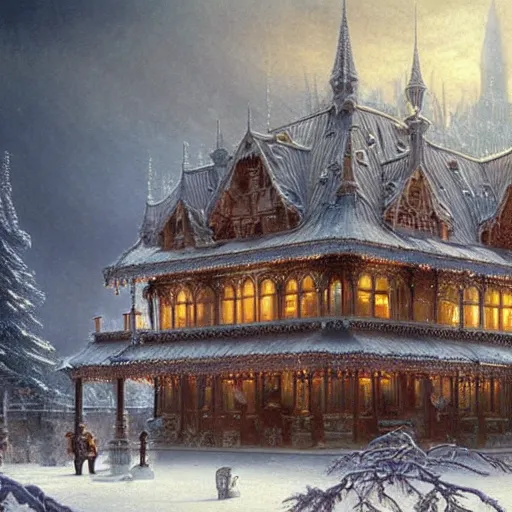 Prompt: a beautiful and highly detailed matte painting of a home depot in a magical fantasy winterlands, intricate details, epic scale, insanely complex, 8 k, sharp focus, hyperrealism, very realistic, by caspar friedrich, albert bierstadt, james gurney, brian froud.