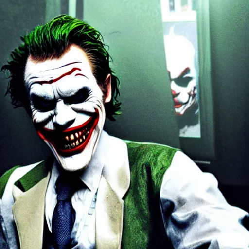 Prompt: willem dafoe as joker from batman, photography, medium - shot