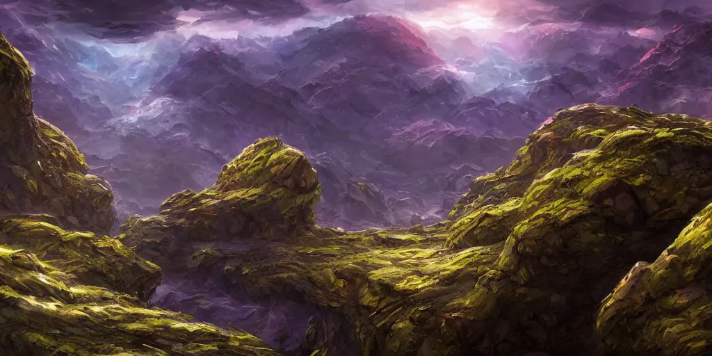 Image similar to Sci-Fi magical stone landscape, wallpaper ,d&d art, fantasy, painted, 4k, high detail, sharp focus