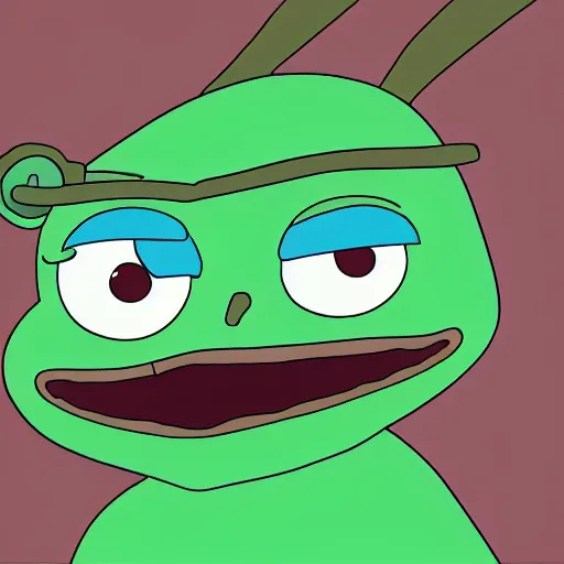 Prompt: pepe the frog, screenshot from rick and morty, cartoon illustration