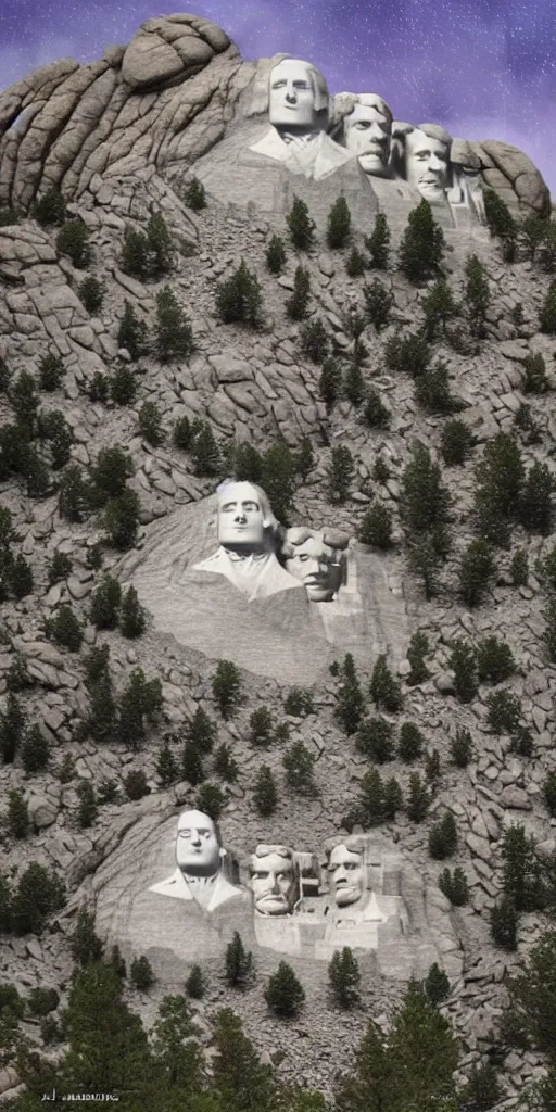 Image similar to a president's day mt. rushmore scene by alexander jansson