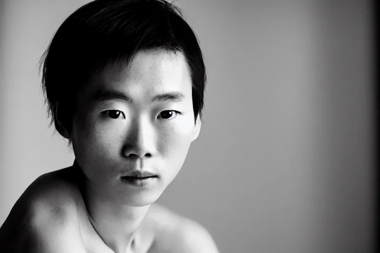Image similar to black and white portrait photo of 习近平, slight smile, natural light, low contrast, photo by Peter Lindbergh, 8K