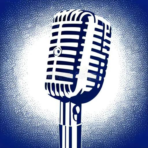 Image similar to iconic vector logo illustration of a microphone line art, bold