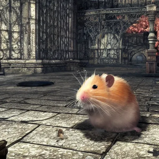 Image similar to a hamster in the video game Dark Souls 3