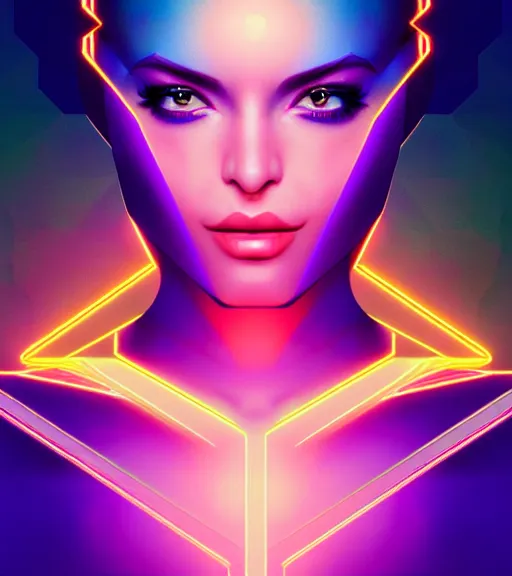 Image similar to symmetry!! latin princess of technology, solid cube of light, hard edges, product render retro - futuristic poster scifi, lasers and neon circuits, beautiful woman latin princess, intricate, elegant, highly detailed, digital painting, artstation, concept art, smooth, sharp focus, illustration, dreamlike, art by artgerm