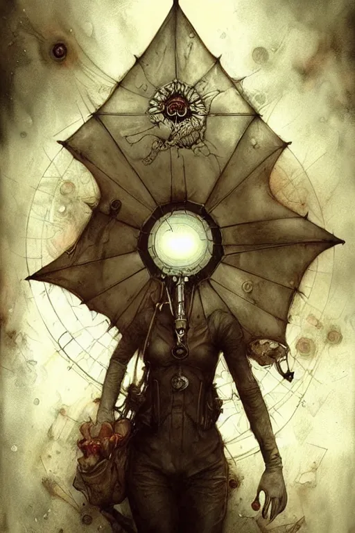 Image similar to umbrella corporation | esoteric symbolism | jean - baptiste monge, esao andrews, bastien lecouffe - deharme, tim jacobus, ken currie | ultra - detailed realism, soft cinematic lighting, hi - fructose, artstation, high - quality, ink watercolors wes anderson poster art