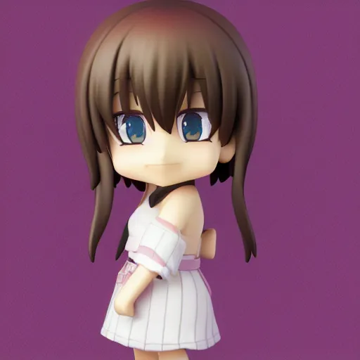 Prompt: character portrait of a singular kawaii chibi in the sytle of kyoto animation, in simple background, nendoroid eyes, blender, toon rendering